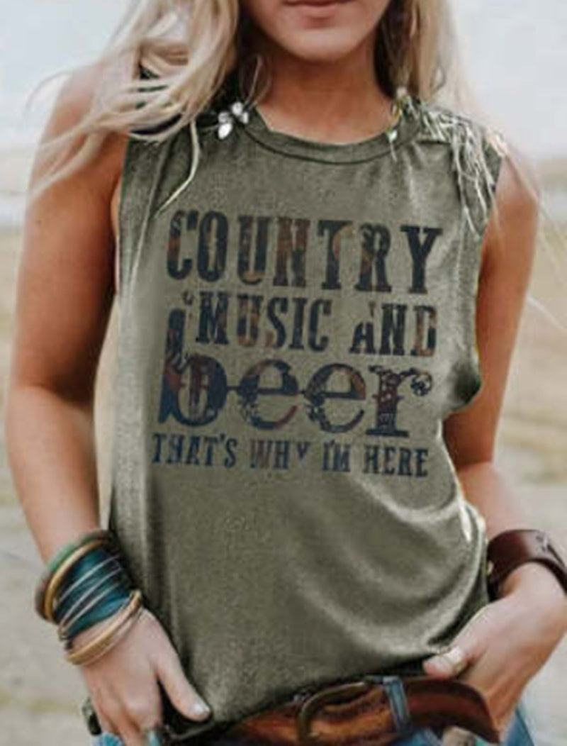 Women's Loose Sleeveless Vest T-shirt 3D Printing Stylish