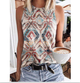 Women's Loose Sleeveless Vest T-shirt 3D Printing Stylish
