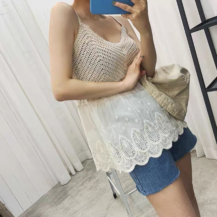 Sling Hook Flower Stitching Graceful Vest