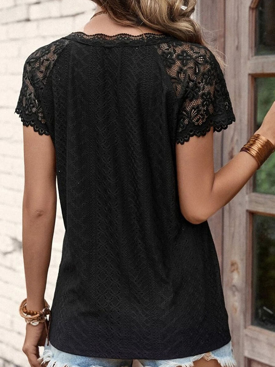 Women's Personality Hollow Out Short-sleeved Top