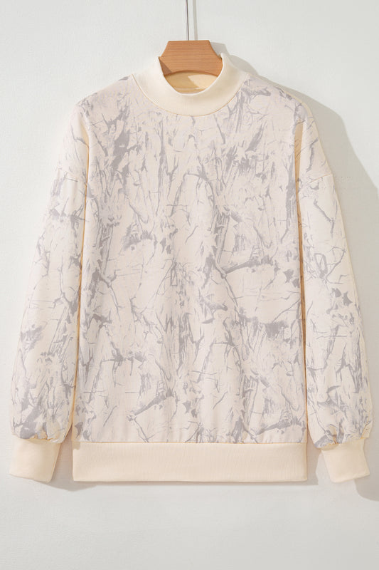 Khaki Camo Mock Neck Baggy Sweatshirt
